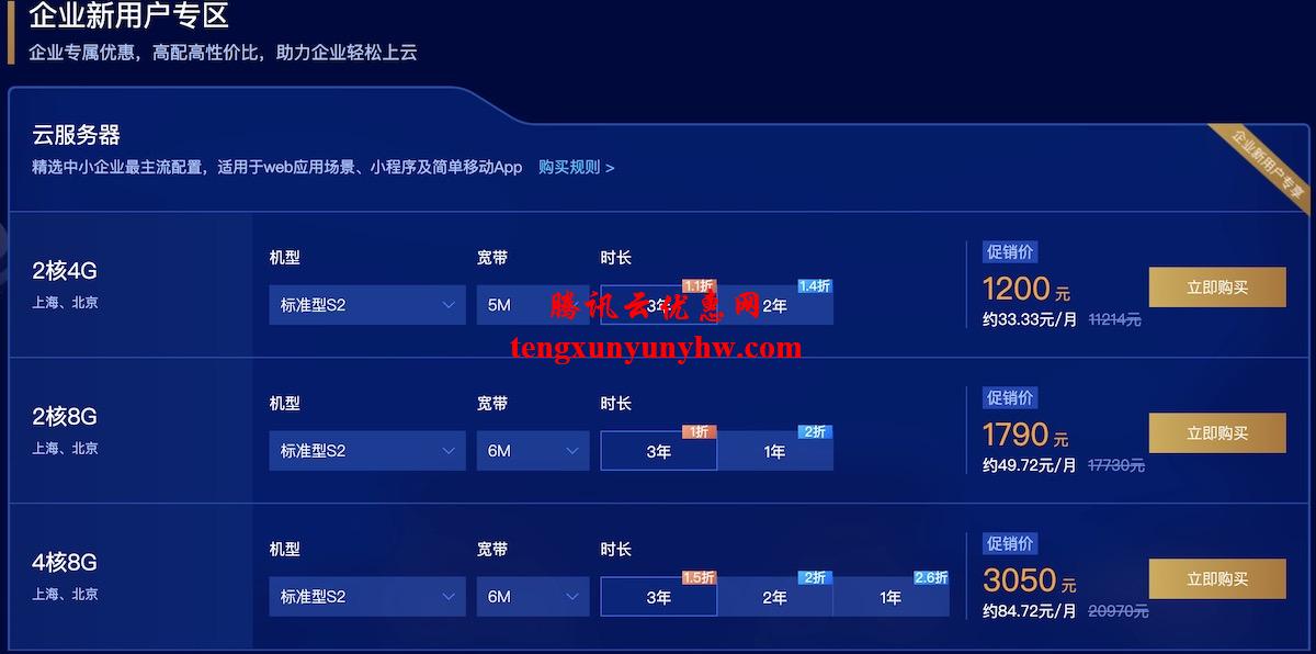 腾讯云企业新用户优惠